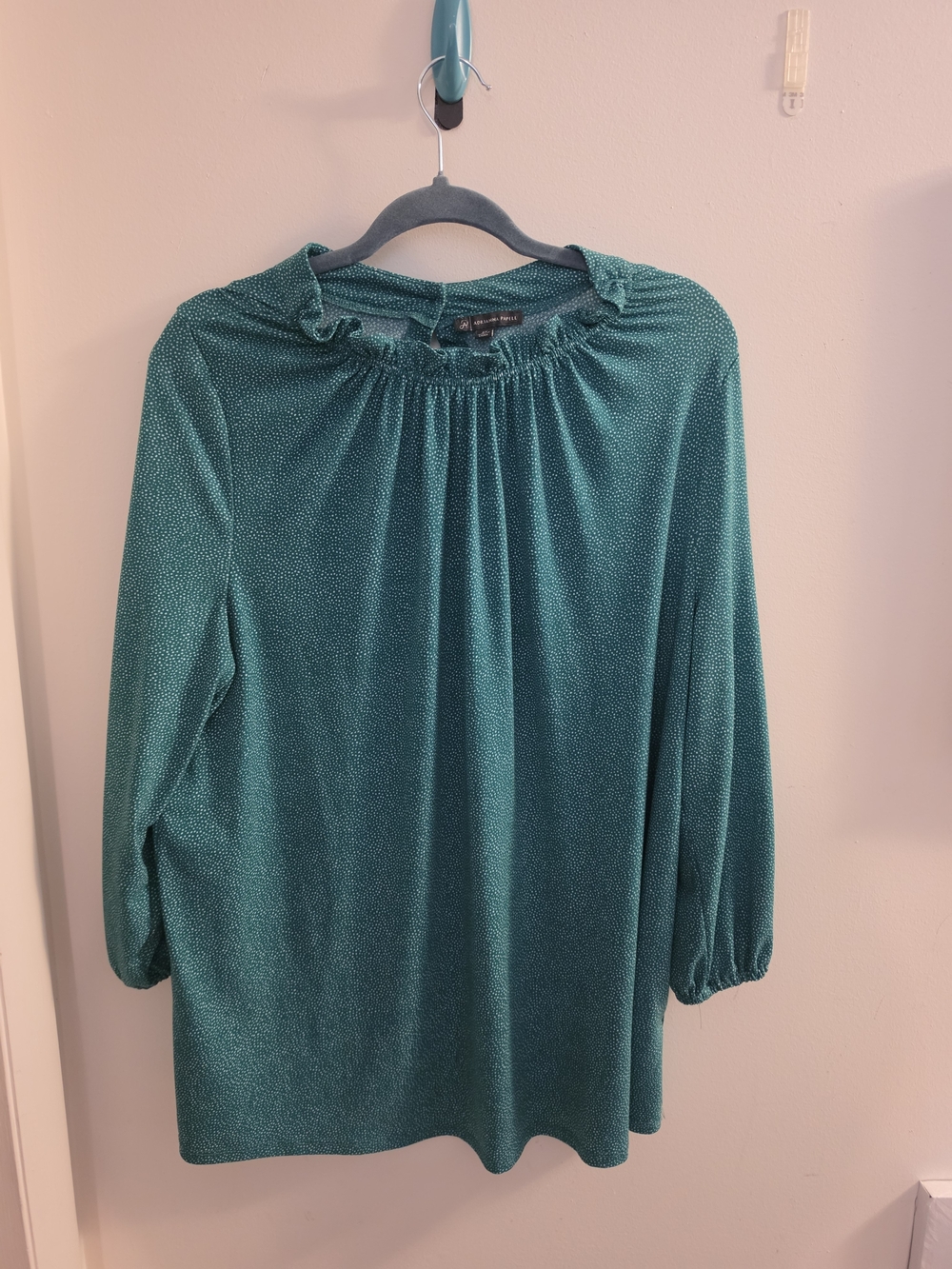 Adrianna Papell Green Teal Long Sleeve Peasant Blouse Size 2x